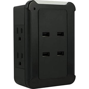 GE Wall Tap Surge Protector - 4 Outlets, 4 USB 4.2A Charging Ports, 800J
