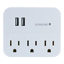 Charger l'image dans la galerie, GE Wall Tap Surge Protector - 3 Outlets, 2 USB Charging Ports, 560 Joules