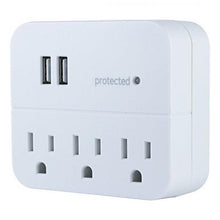 Charger l'image dans la galerie, GE Wall Tap Surge Protector - 3 Outlets, 2 USB Charging Ports, 560 Joules