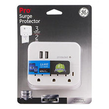 Charger l'image dans la galerie, GE Wall Tap Surge Protector - 3 Outlets, 2 USB Charging Ports, 560 Joules