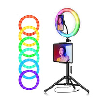 Load image into Gallery viewer, RGB Ring Light with Stand 10 in.
