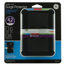 Charger l&#39;image dans la galerie, GE Wall Tap Surge Protector - 4 Outlets, 4 USB 4.2A Charging Ports, 800J
