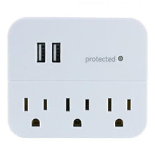 Charger l&#39;image dans la galerie, GE Wall Tap Surge Protector - 3 Outlets, 2 USB Charging Ports, 560 Joules
